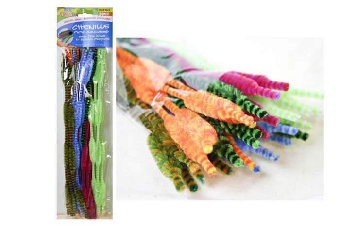 Chenille Stems 6mm Pk 30 Flower Bump Stripe 5 Cols.